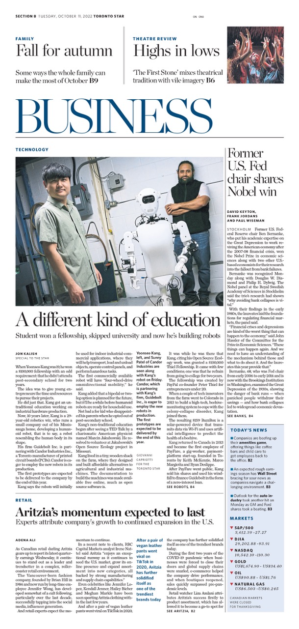 Toronto Star article featuring my robotics work